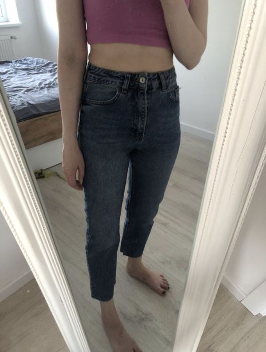 Джинси mom сині цупкі на осінь