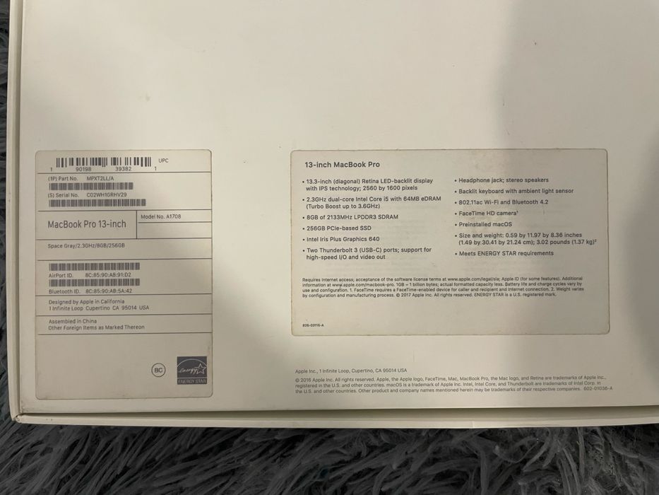 MacBook Pro A1708 (на запчастини)