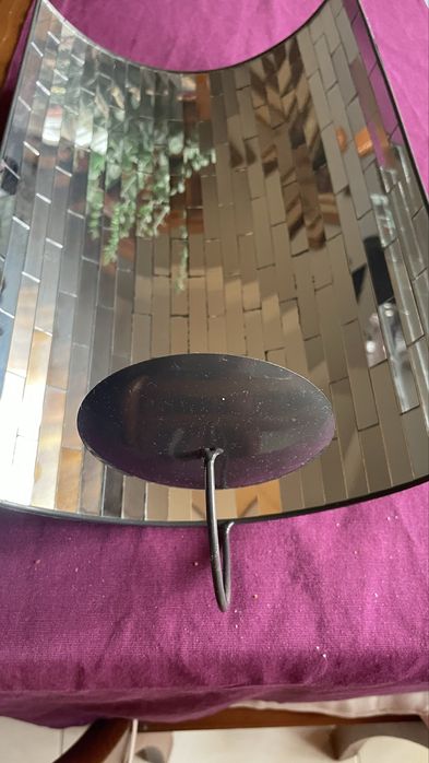 Porta vela com suporte em espelhos pequenos