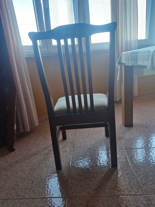 6 cadeira de sala, madeira maciça com tampo