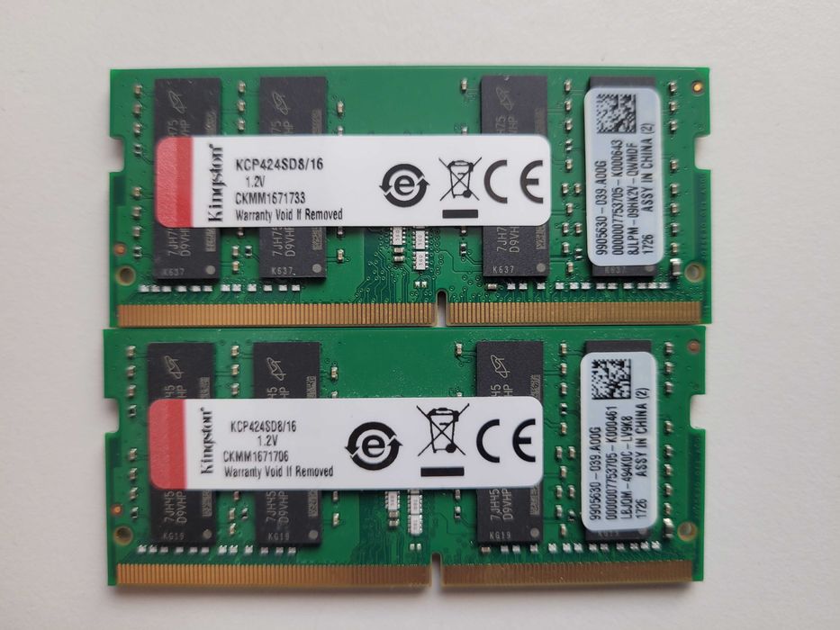 2xKingston 16GB DDR4 SODIMM 2400