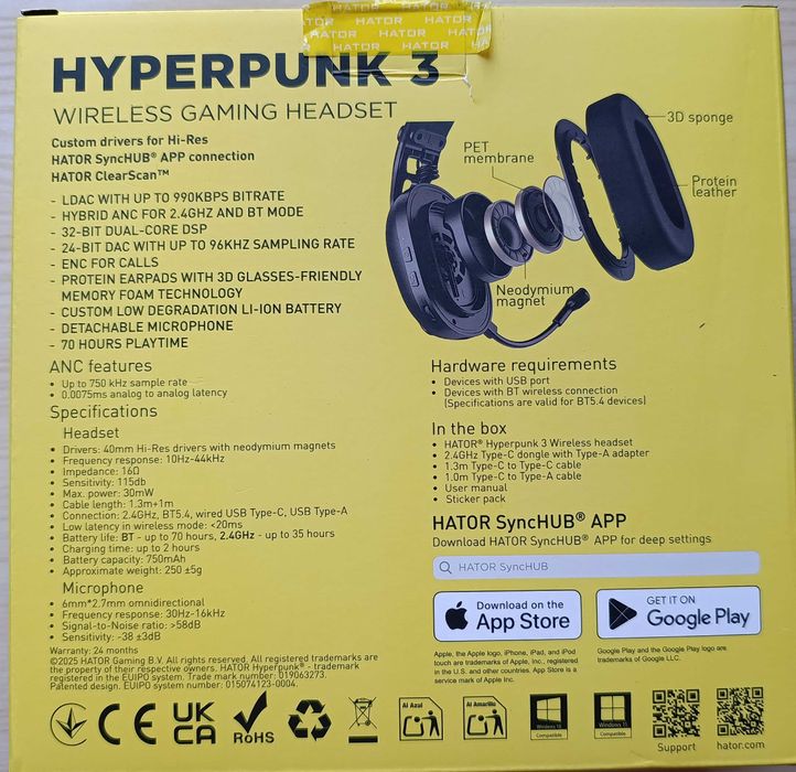 Навушники гарнітура HATOR Hyреrpunk 3 Hi-Res wireless (ESH15) Black