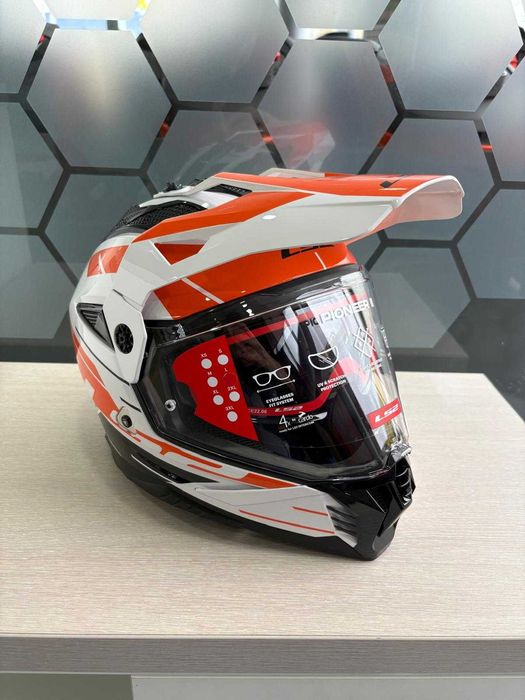 Kask LS2 MX702 Pioneer II Enduro/Quad/ATV Biało-pomarańczowy