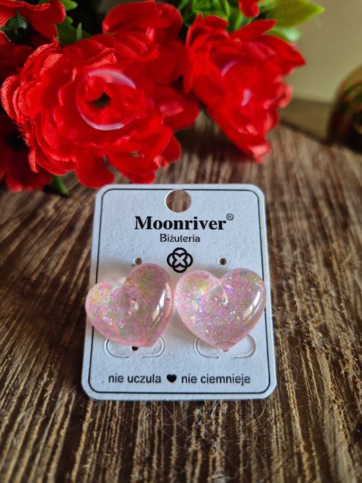 Kolczyki serca różowe
