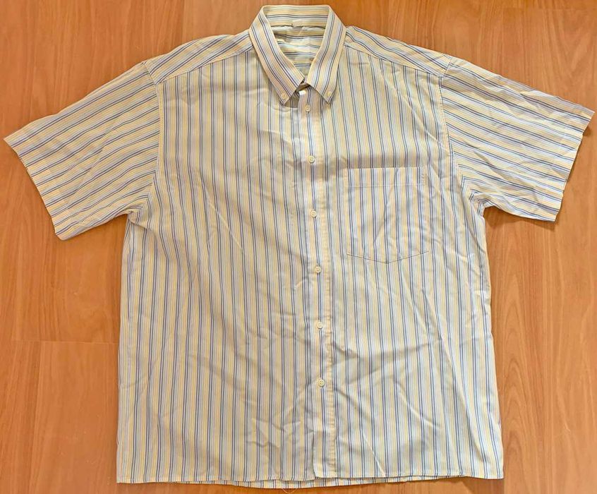 Camisa de Homem Riscas Azul e Amarelo, como Nova