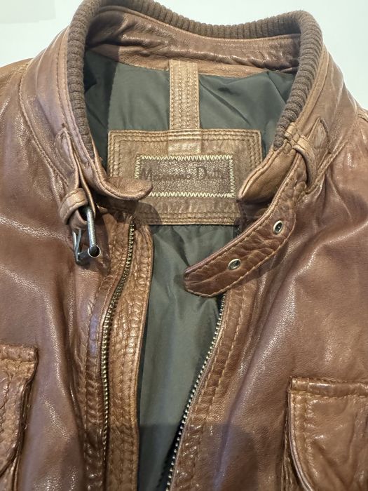 Blusão castanho de cabedal Massimo Dutti