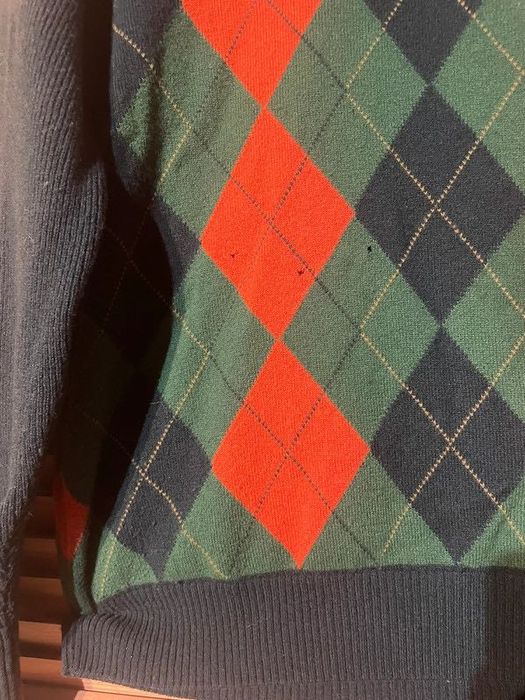 Sweter w romby Gant L wełna jagnięca kujonek wełniany wysoka jakość L