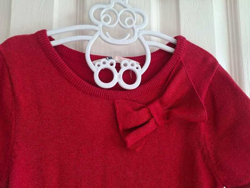 Czerwona sukienka przetykana błyszczącą nitką H&M