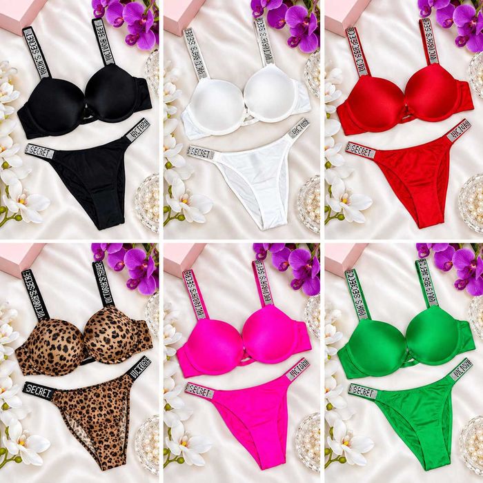 Комплекты женского белья Victoria’s Secret, push-up, стразы, 75B–85C