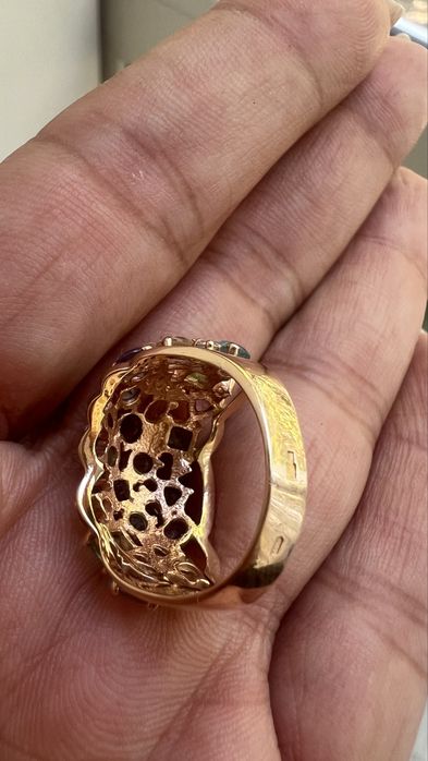 Шикарное золотое кольцо 585 цирконий аметист хризолит топаз цитрин вес 6,43 размер 17