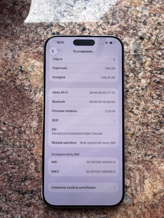 Iphone 16 pro max 256gb naturalny tytan 91% bat stan idealny