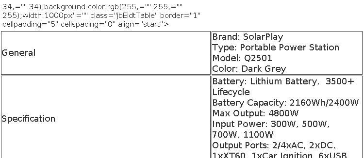 Nowa stacja zasilania solarplay q2501 2400w/4800w, jsk oukitel