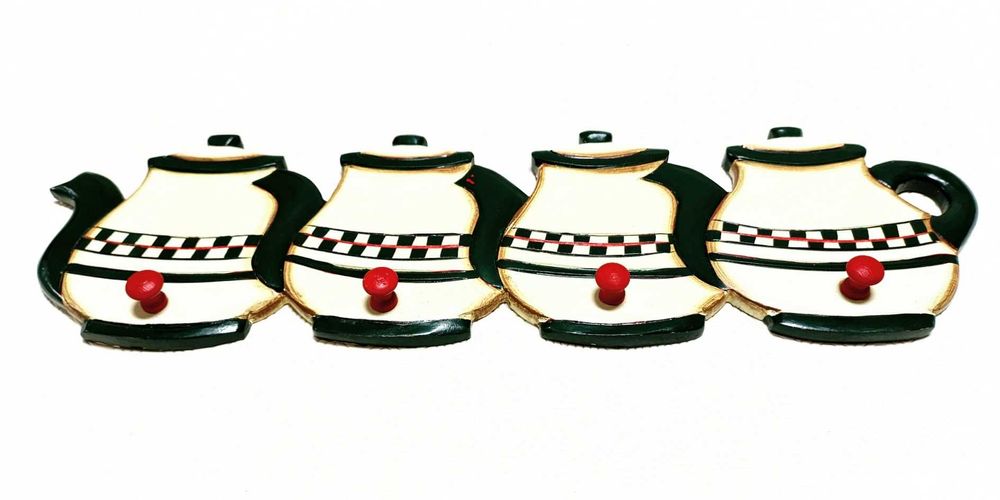 Invulgar suporte de panos decorativo chaleiras madeira cozinha