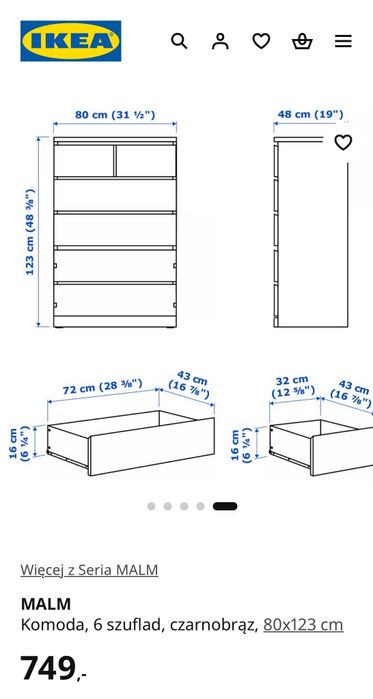 trzy komody IKEA malm 6 4 3 szuflady