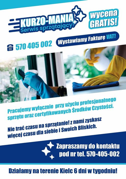 Firma sprzątająca KURZO-MANIA,  domy, mieszkania ,firmy