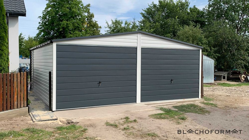 Garaż blaszany 6x5 z profila ocynkowanego grafit