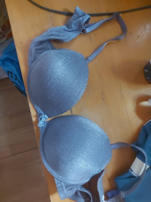 Бельё бюстгальтер белый, серый люрекс