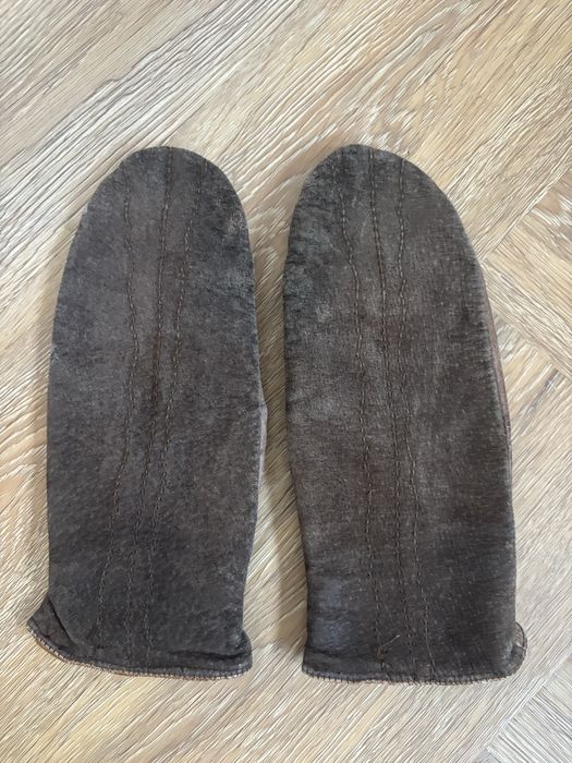 rękawiczki skórzane brązowe z futerkiem ciepłe vintage jednopalczaste