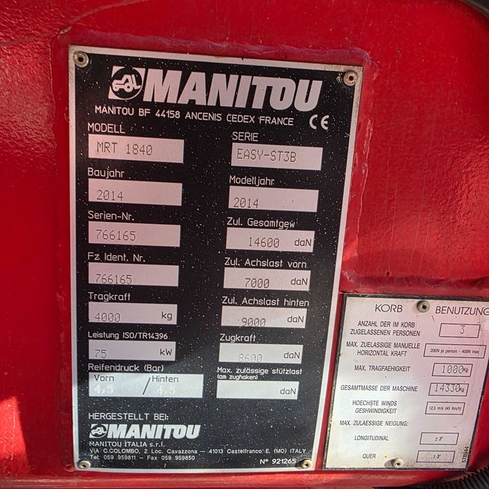 Manitou MRT 1840 rok 2014
