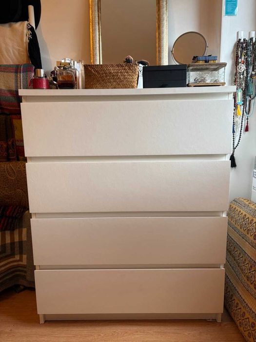 Cómoda MALM IKEA 4 gavetas branco 80x100 — bom estado!