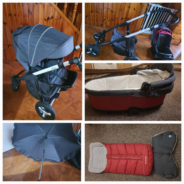 Wózek 2w1 Baby Design Husky gondola spacerówka szaro-wiśniowy