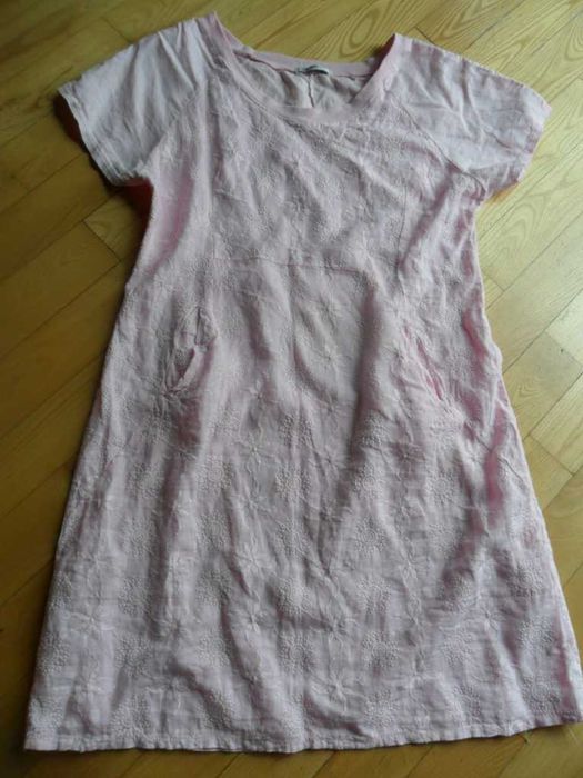 Mapp jeans-pudrowa lniana sukienka XL/100% len