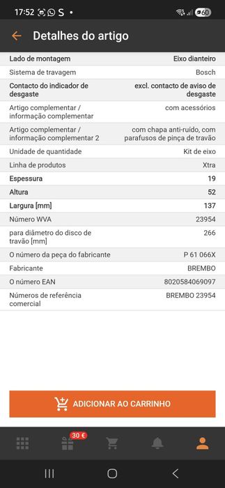 Discos dianteiros  e pastilhas xtra da brembo para peugeot  208