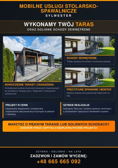 Nowoczesny TARAS i SCHODY Zewnętrzne – Szybka Realizacja i Wycena