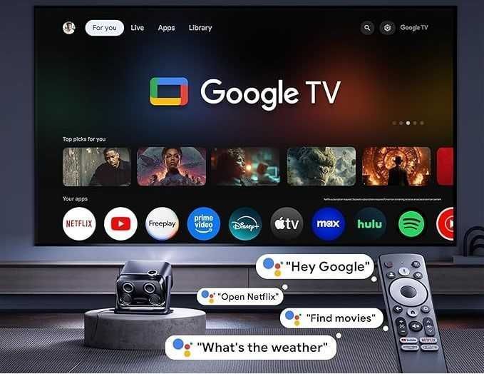 Inteligentny Projektor z Google TV 4K Aurzen Boom Mini 4w1 DoIby Audio