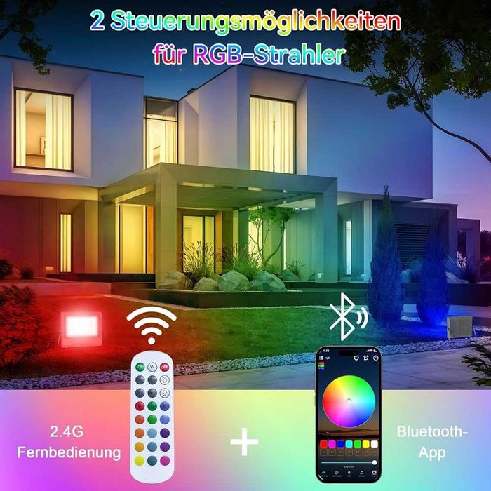 Zestaw 2x Reflektor LED RGB 100W Zewnętrzny IP66 | Bluetooth