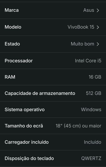 Portátil Asus VivoBook 15 (8a Geração) - Como Novo (Carregador Origina