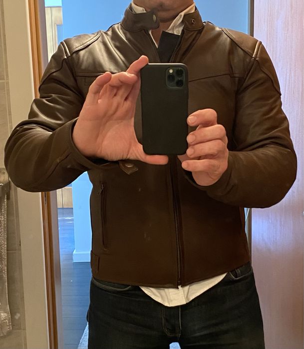 Casaco de Pele Motard com protecção Tamanho M