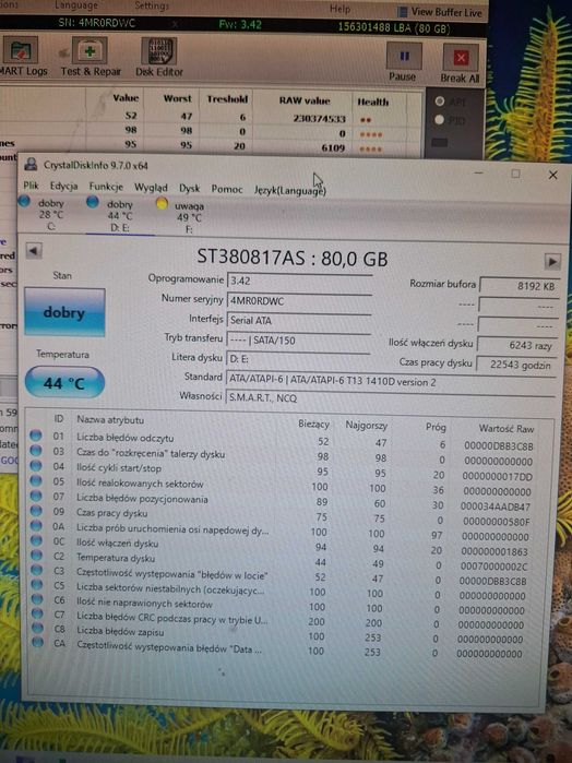 Dysk twardy Seagate Barracuda 7200.7 80GB SATA ST380817AS nr 549