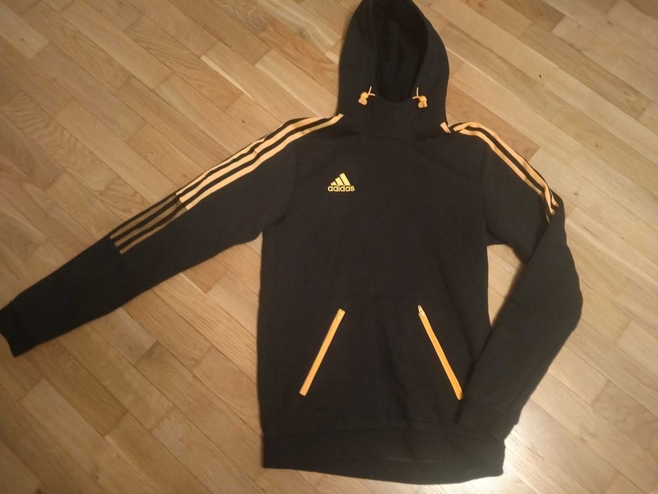 Damska bluza z kapturem, Adidas oryginalna, czarna kangurka, stan BDB