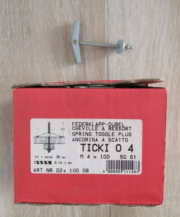 Kołki przechylne TOX 4x90 nowe 63 sztuki