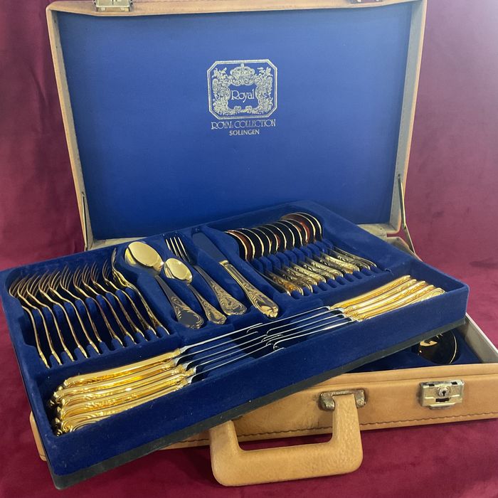 Serviço talher Solingen 68 peças banho de ouro 24 kilates