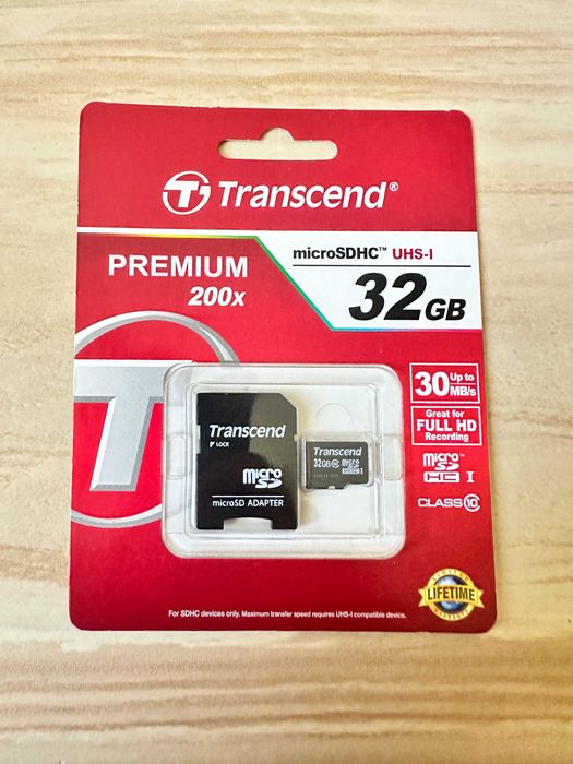 Transcend 32GB microSDHC Class 10 + адаптер | 12 шт | Нові