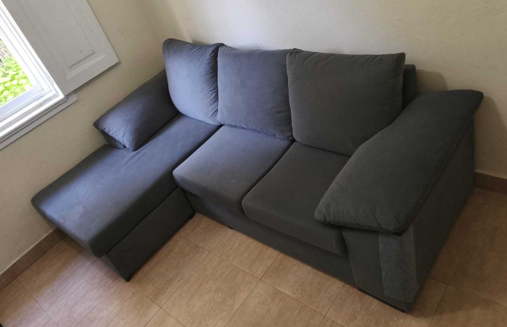 Sofá Cinza Chaise Longue