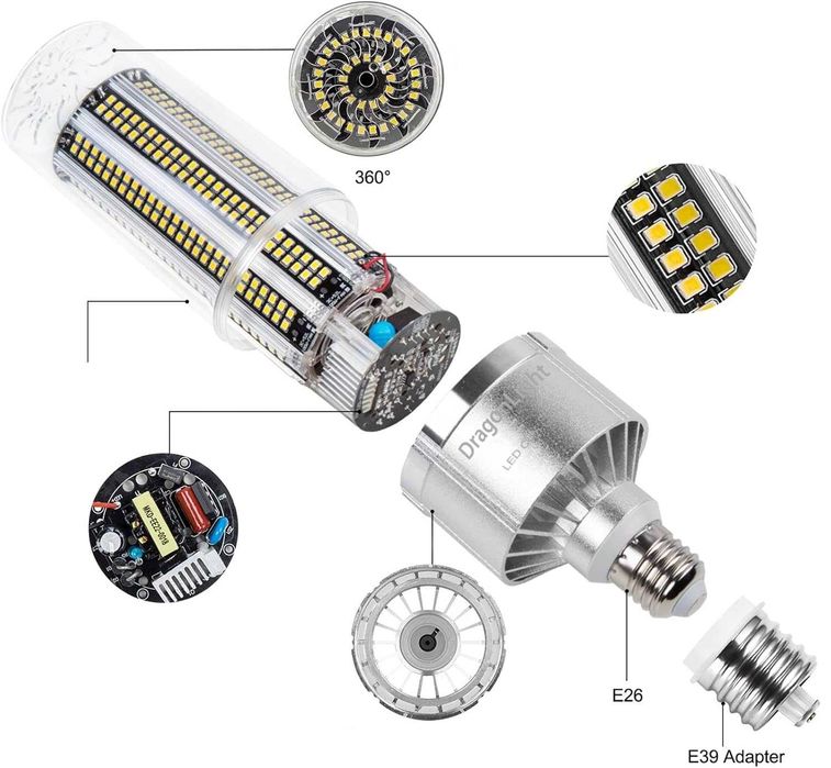 ŻARÓWKA LED DragonLight 120W 5000K 14400 lm E26/E39 ZIMNA BIEL