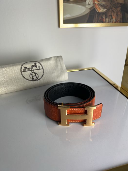Pasek Hermes skora naturlana dwustoenny 110 cm Nowy