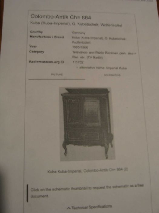 Radiola Kuba Imperial Colombo- Antik 864