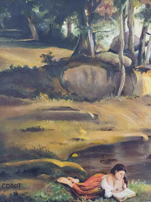 Obraz " Las Fontainebleau " - J.B.C. Corot - olej  - kopia