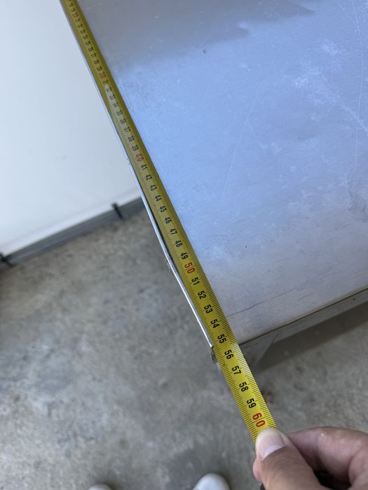 Mesa de trabalho em inox com 2 gavetas e prateleira