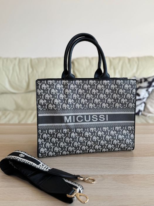 Tote bag medium size z długim paskiem micussi torba shopper/do reki micussi