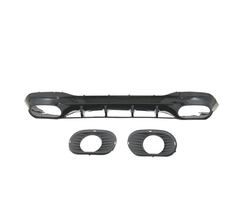 DIFUSOR TRASEIRO MERCEDES V177 AMG 18- LOOK A35 PRETO BRILHANTE PONTEIRAS DE ESCAPE
