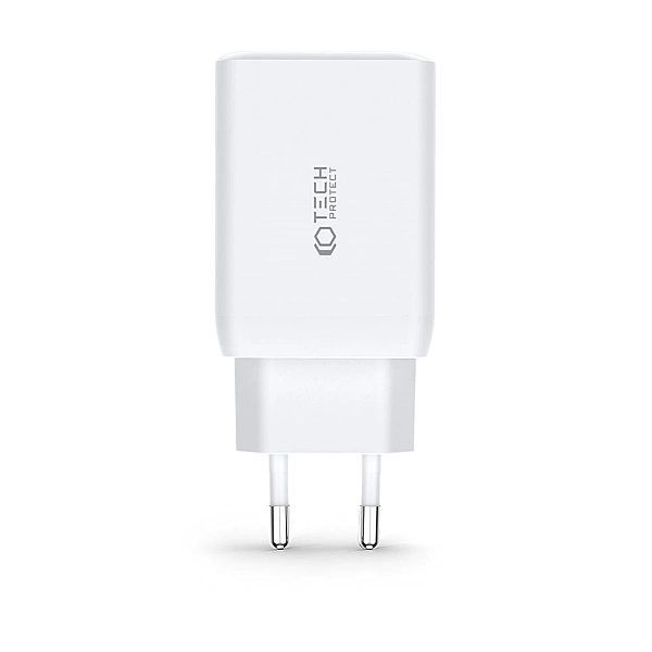 Tech-protect C65w 3-port Network Charger Pd65w/qc3.0 White