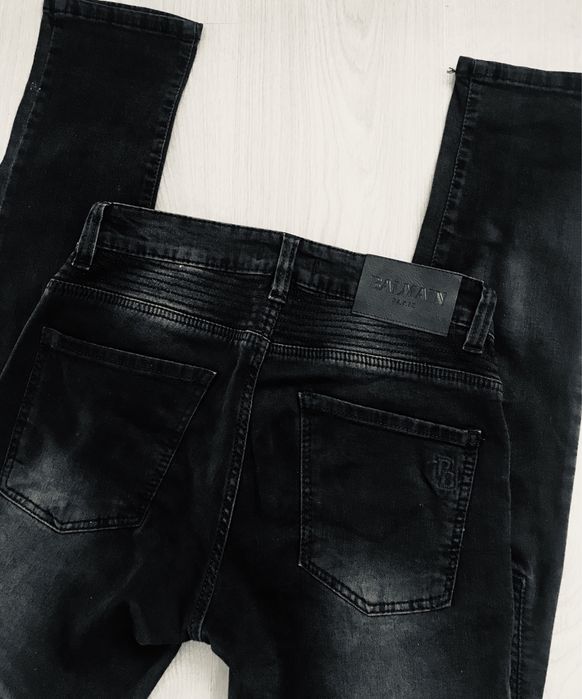 Spodnie Balmain czarne jeansowe przetarcia unikat
