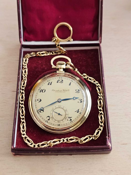 IWC Schaffhausen 51,00mm złoty 14k z 1929 roku + dewizka + pudełko