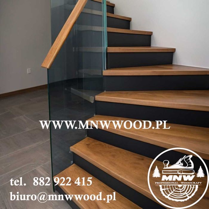 Stopnie na schody, blaty drewniane, dąb, jesion, buk PRODUCENT