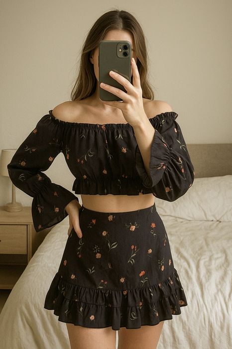 Komplet bluzka hiszpanka i spódniczka zestaw S